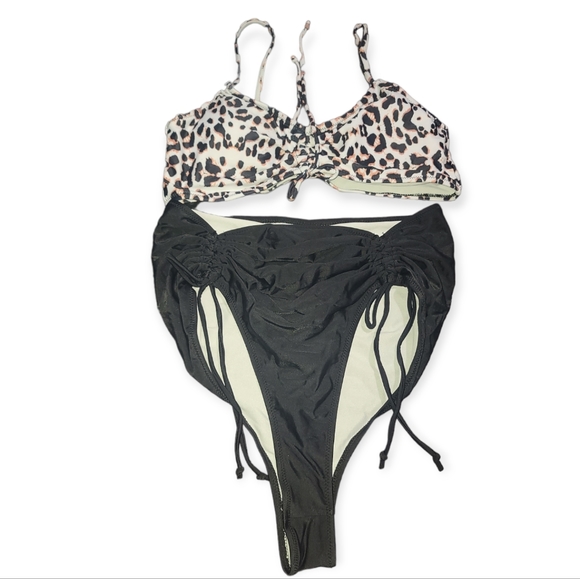 Ruched High Waisted Two Piece Bathing - Picture 3 of 3